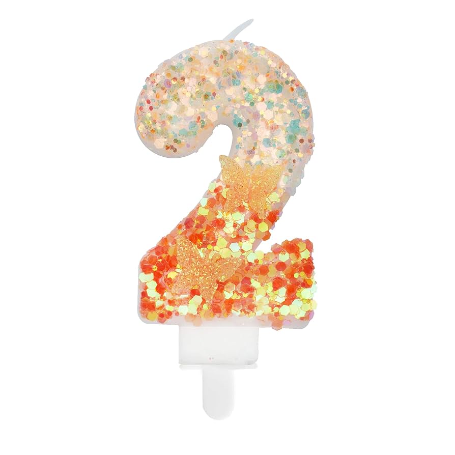 Amazon.com: Number 2 Candle, Orange Butterfly Candle 2
